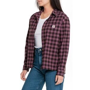 Carhartt Loose Fit Rugged Flex Button Shirt Plaid 104972 Purple Women's Size XXL